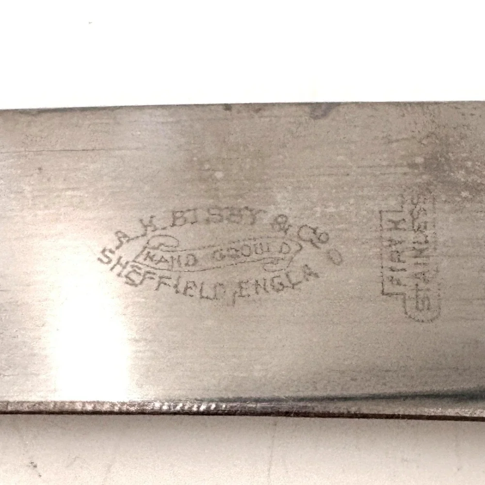 Vintage Sheffield England Stag Handle Carving Knife‎ & Honing Steel Set